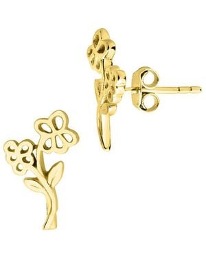 Sterling Forever 14K Plated Birth Flower Stud Earrings - Metallic