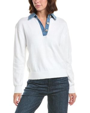 French Connection Denim Collar Sweater - White