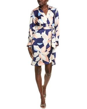 Tahari Faux Wrap Mini Dress - White