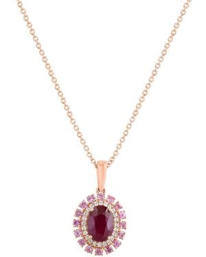 Effy Fine Jewelry 14k Rose Gold 1.74 Ct. Tw. Diamond & Pink Sapphire, Ruby Necklace - Metallic