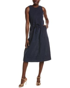 Michael Stars Wilhelmina Mixed Media Linen-Blend Midi Dress - Blue