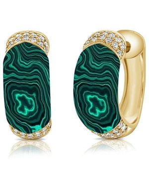 Sabrina Designs 14K 4.91 Ct. Tw. Diamond & Malachite Hoops - Green