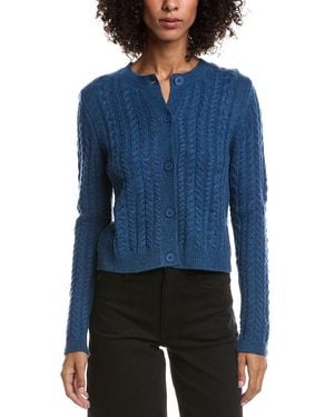 Forte Cable Wool & Cashmere-Blend Cardigan - Blue