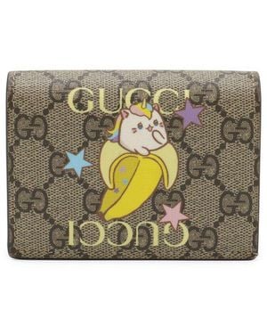 Gucci Gg Supreme Canvas Card Case Wallet (Authentic Pre-Loved) - Grey