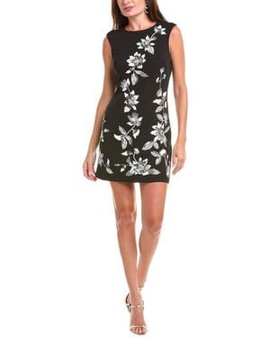 Aidan Mattox Beaded Crepe Sheath Dress - Black