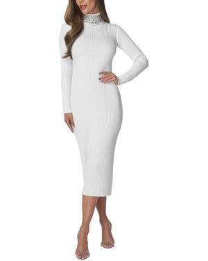 Bebe Crystal Neck Sweater - White