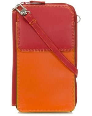 Mywalit Zip Round Leather Handbag With Shoulder Strap - Orange