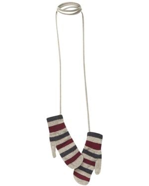 Burberry Wool Striped Mitten Gloves (Authentic Pre-Loved) - White