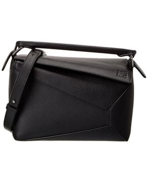 Loewe Puzzle Small Leather Shoulder Bag - Black