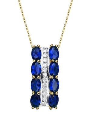 Genevive Jewelry 14k Over Silver Cz Pendant Necklace - Blue