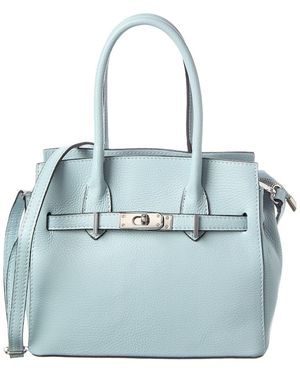 Italian Leather Tote - Blue