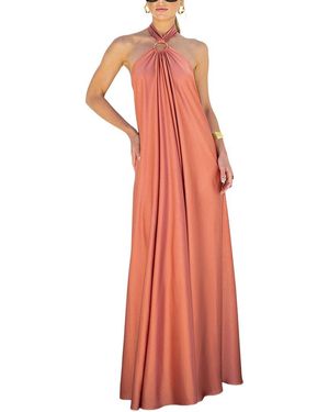 CHARLOTTE GREEN Charlotte Solid Maxi Dress - Orange