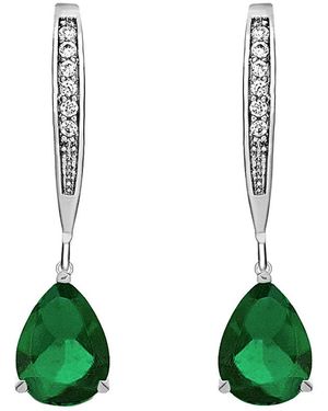 Genevive Jewelry 14k Over Silver Cz Drop Earrings - Green