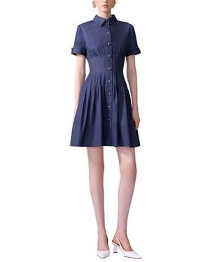 Carolina Herrera Pleated Waist Mini Dress - Blue