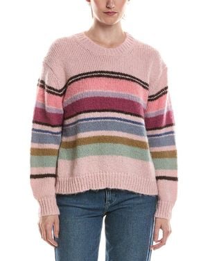 Michael Stars Aura Striped Wool-blend Pullover - Red
