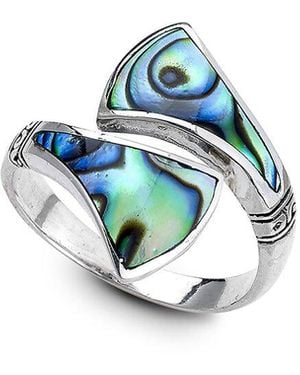 Samuel B. Silver Abalone Bypass Ring - Blue