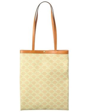 Celine Triomphe Medium Canvas & Leather Tote - Yellow