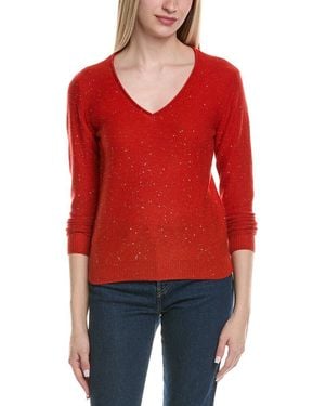 Sofiacashmere Sequin Deep V Wool & Cashmere-Blend Jumper - Red