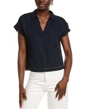 Ellen Tracy Linen-Blend Shirt - Blue