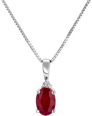 LEVARON 14K 0.41 Ct. Tw. Diamond & Ruby Drop Pendant - Metallic