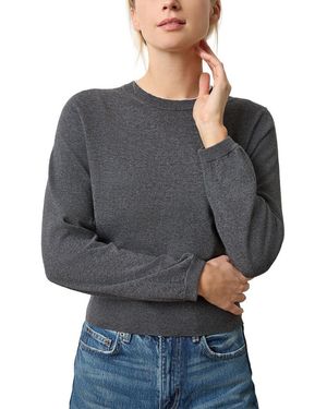 Lilla P Shirred Sleeve Crewneck Linen-Blend Jumper - Grey