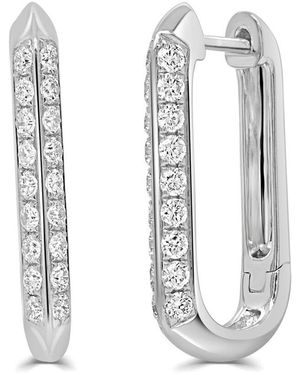 Sabrina Designs 14K 0.56 Ct. Tw. Diamond Rectangular Hoop Earrings - White