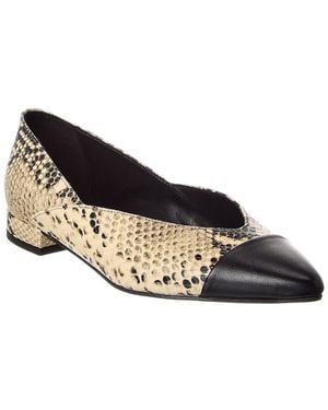 M by Bruno Magli Parma Snake-Embossed Leather Flat - Black