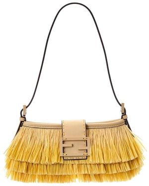 Fendi Baby Raffia Shoulder Bag - Metallic