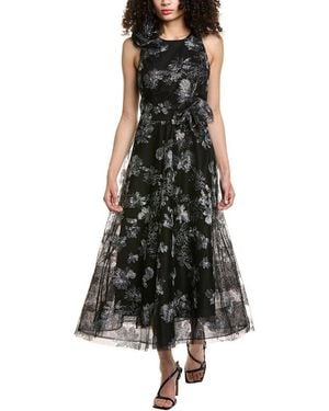 Teri Jon Embroidered Tulle Cocktail Dress - Black