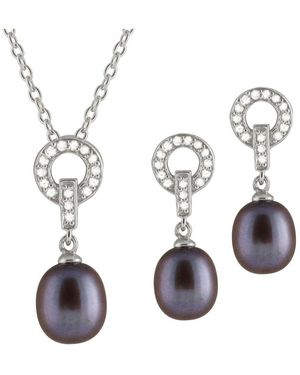 Splendid 8Mm Pearl Cz Set - Metallic