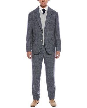 Brunello Cucinelli 2Pc Alpaca & Wool-Blend Suit With Pleated Pant - Blue