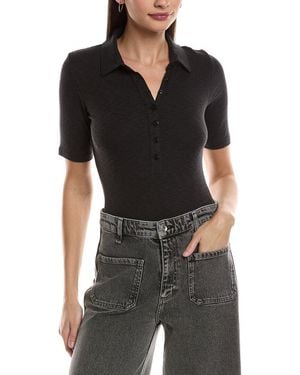 Rag & Bone Ribbed Polo Sweater - Black