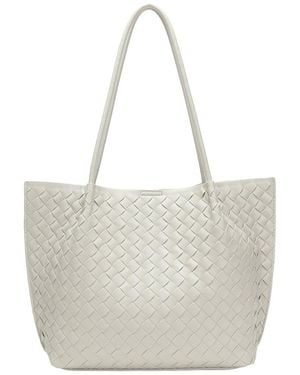 Tiffany & Fred Paris Handwoven Leather Large Tote - Grey