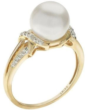 Pearls Imperial 14K 0.09 Ct. Tw. Diamond 8-9Mm Freshwater Pearl Ring - White
