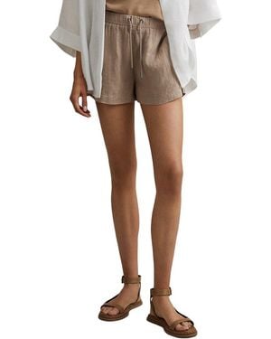 Reiss Cleo Garment Dyed Linen Short - Natural