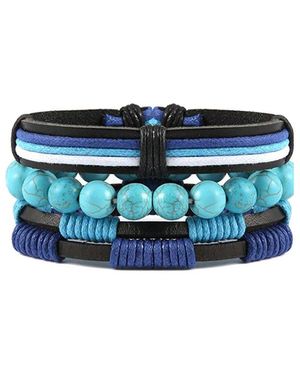 Stephen Oliver 34.50 Ct. Tw. Turquoise Leather Bracelet - Blue