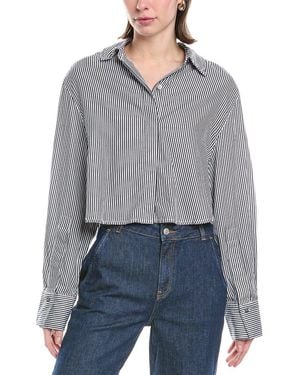 Jonathan Simkhai Renata Striped Cropped Button-Down Shirt - Gray