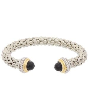 Juvell 18k Plated Black Topaz Popcorn Mesh Cuff - Metallic