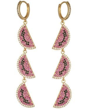 Eye Candy LA The Luxe Collection Cz Sliced Watermelon Drop Earrings - White