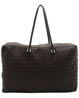Fendi Black & Brown Canvas & Leather Zip Tote (authentic Pre-loved)