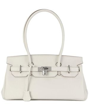 Tiffany & Fred Paris Structured Leather Top-Handle Tote - Natural