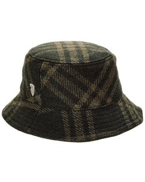 Burberry Check Wool Bucket Hat - Green