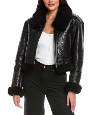 MICHAEL Michael Kors Cropped Shearling Jacket - Black
