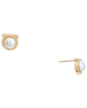 Ferragamo Gancini Glass Pearl Earrings - Metallic