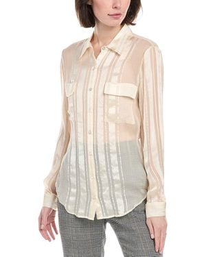 Le Superbe Ribbon Stripe Silk Shirt - White