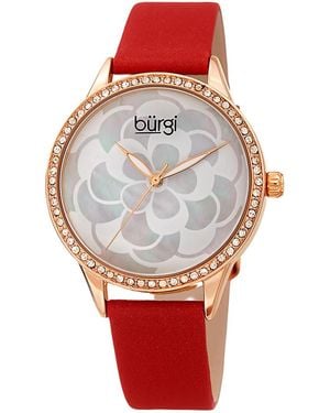 Burgi Burgi Satin Over Leather Watch - Red