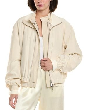 Helmut Lang Zip Silk Bomber Jacket - Natural