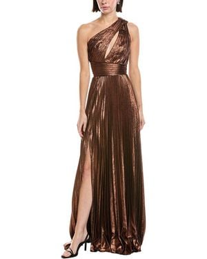 Marchesa Metallic Lame One-Shoulder - Brown