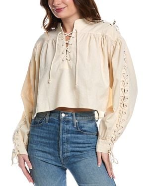 RE/DONE Pirate Linen-Blend Top - Blue