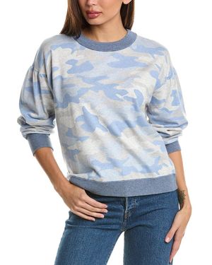 Forte Gathered Sleeve Camo Sweatshirt - Blue